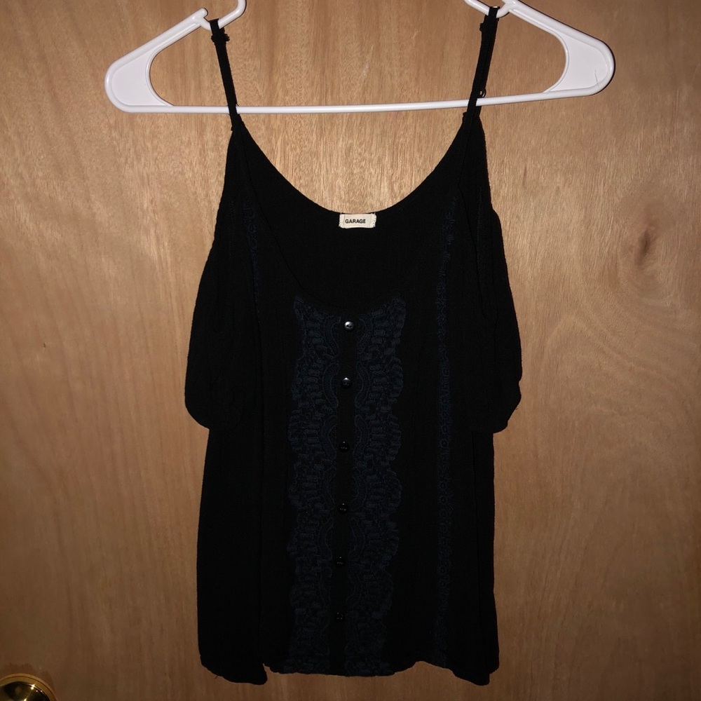 Black Garage Brand Cold Shoulder Top